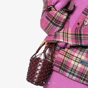 Staud burgundy Moreau mini leather bucket bag. NWT